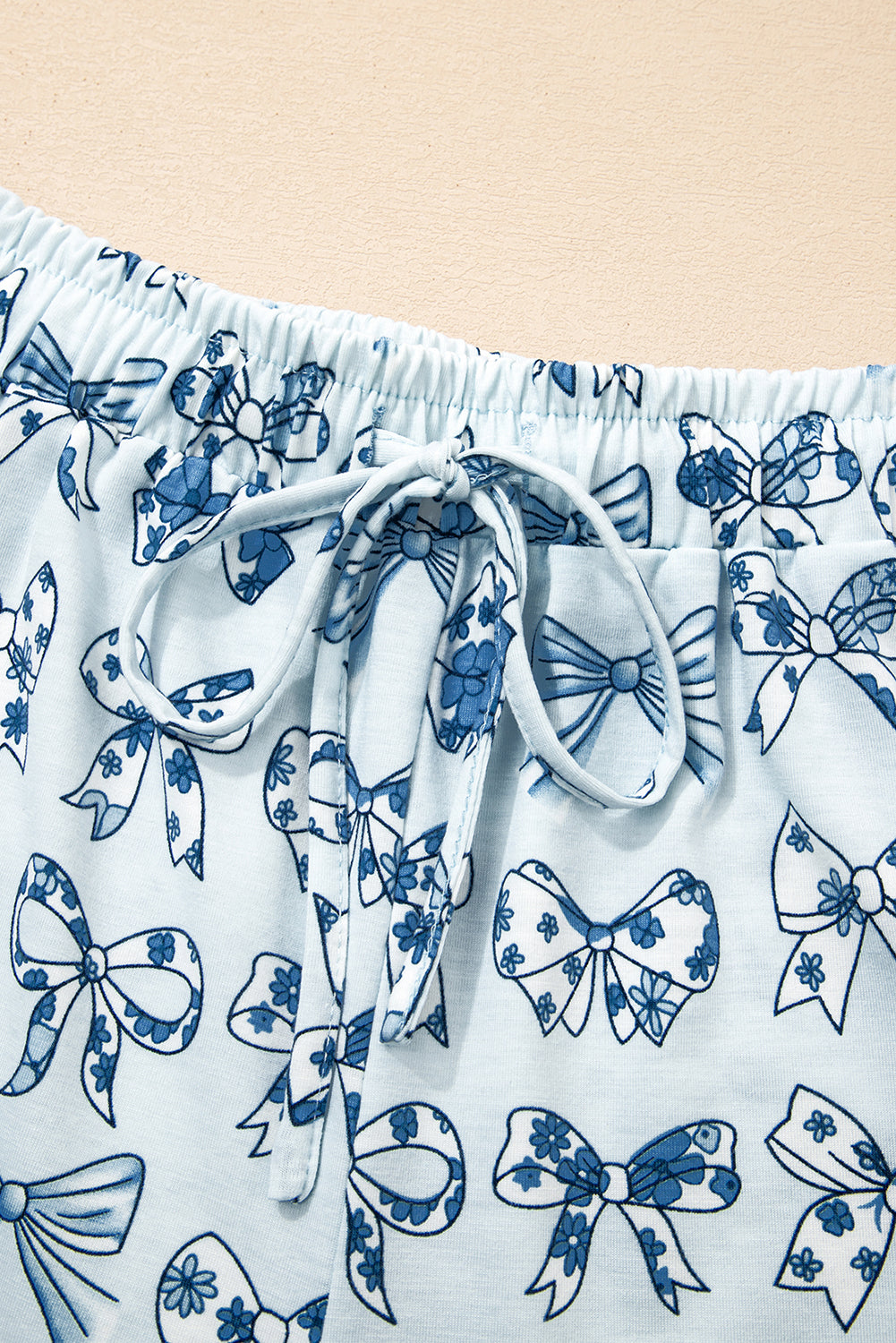 Sky Blue Bow Print Short Pyjama Set