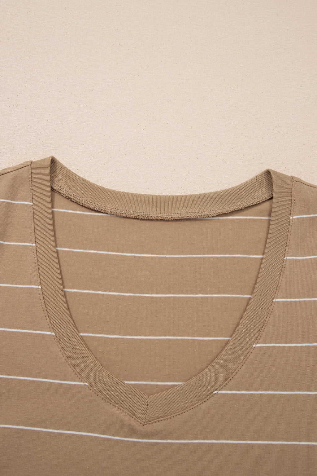 Khaki Stripe Casual Short Sleeve Side Slit Maxi T Shirt Dress