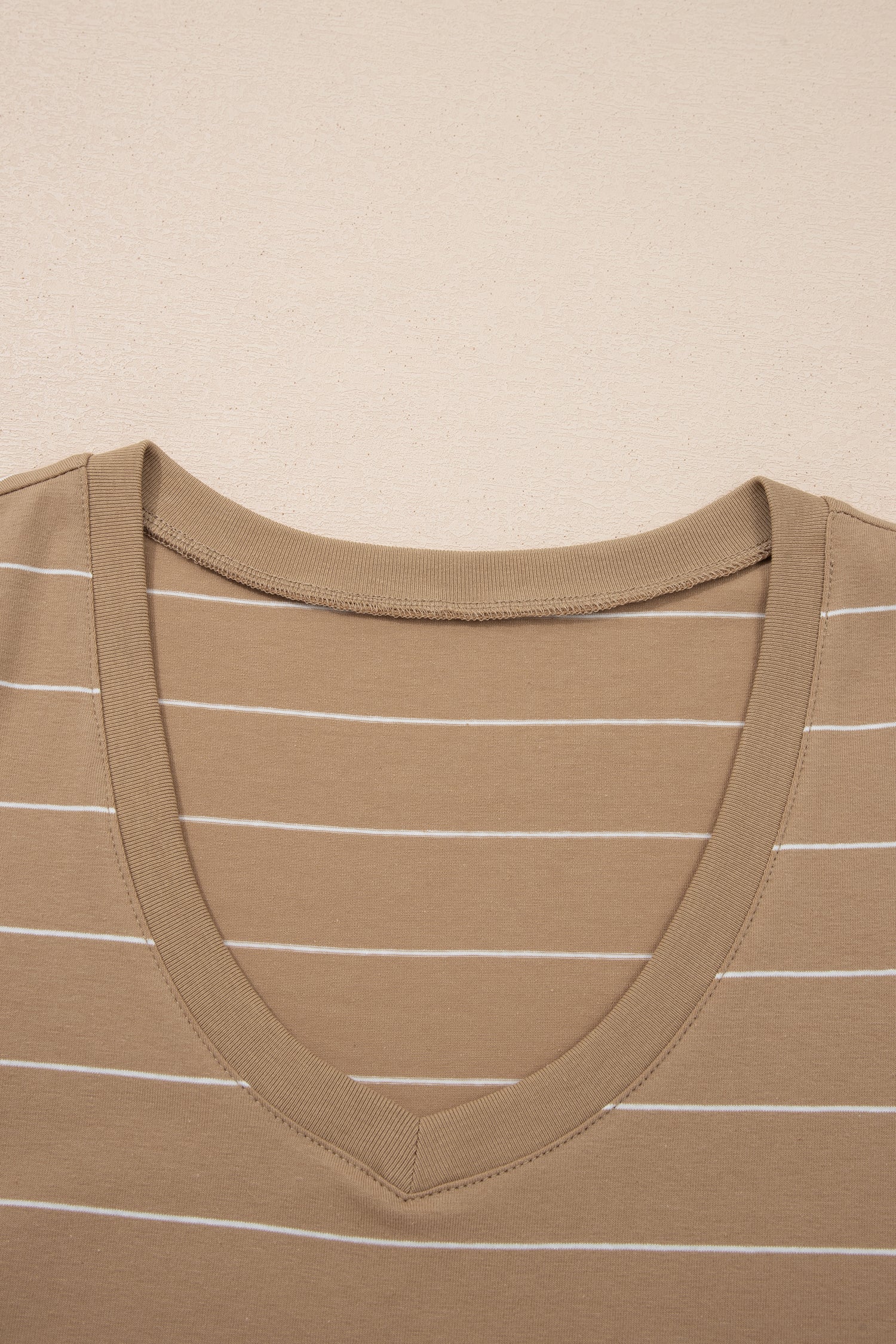 Khaki Stripe Casual Short Sleeve Side Slit Maxi T Shirt Dress