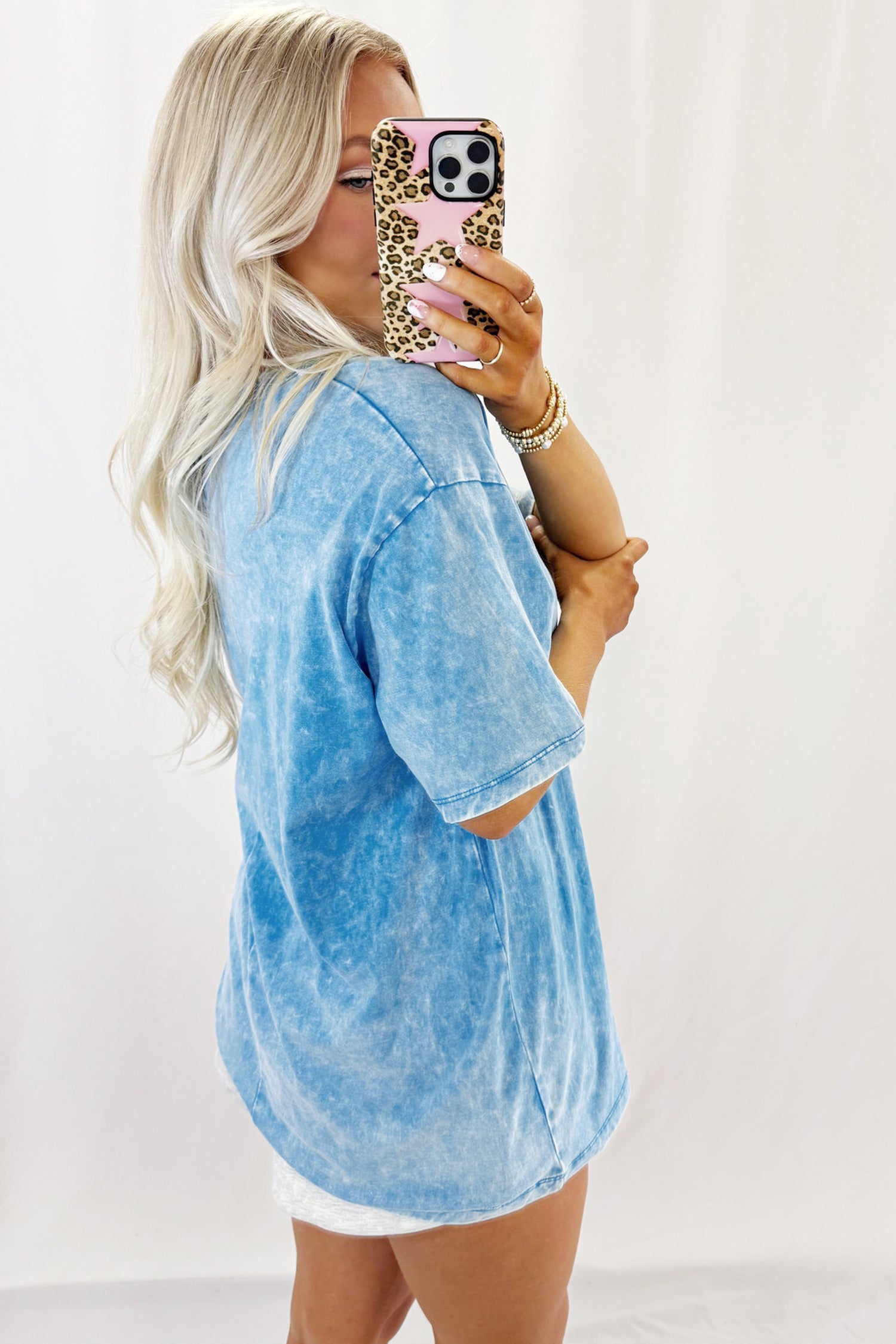 Blue Mineral Washed Oversized Tee
