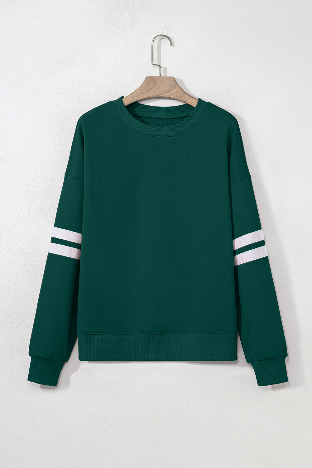 Tillandsia Purple Varsity Striped Detail Drop Shoulder Oversized Sweatshirt