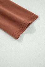 Chestnut Raw Seam Detail Solid Color Long Sleeve Top