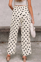 Polka Dot Print Patched Pocket Loose Pants