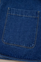 Sail Blue Vintage Fastening Big Patched Pockets Straight Cut Deep Wash Denim Jacket