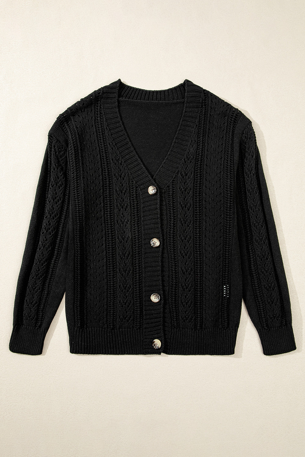 Open Knit Drop Shoulder Sweater Cardigan