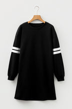 Sky Blue Varsity Contrast Banded Sleeve Shift Sweatshirt Dress