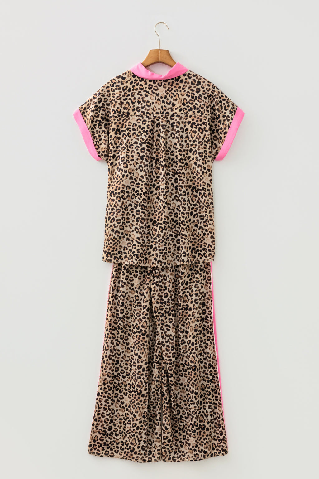 Contrast Trim Leopard Top and Pant Set