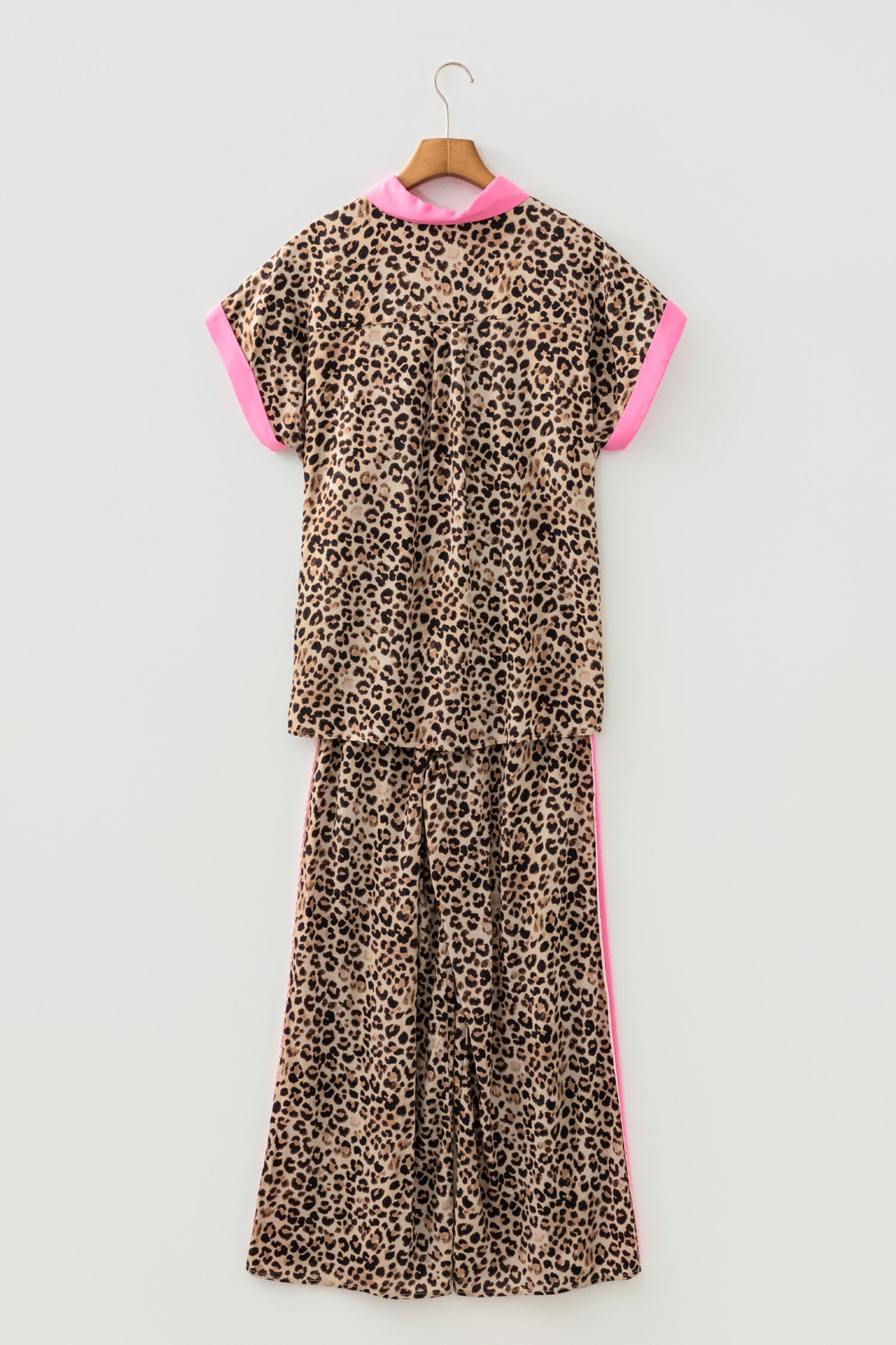 Contrast Trim Leopard Top and Pant Set