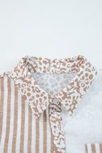 Pink Leopard Striped Western Casual Shirt