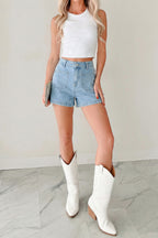 Myosotis High Rise Patch Pocket Denim Shorts