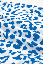 White Leopard Elastic Waist Lace up Contrast Trim Casual Shorts