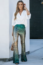 Green Black & Gold Gradient Sequined Pants