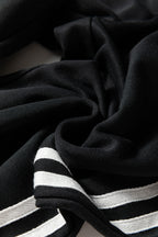 Oatmeal Varsity Striped Detail Crewneck Pullover Elastic Sweatpants 2pcs Outfit