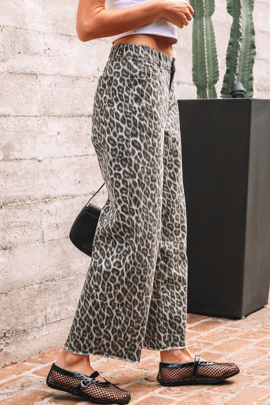 Yellow Leopard Straight Loose Leg Jeans