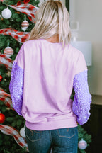 Sequin Patchwork Long Sleeve Pullover Top