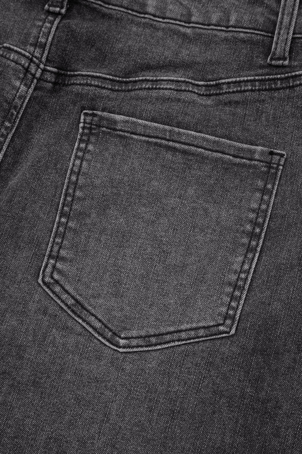 Irregular Distressed Bottom Denim Midi Skirt