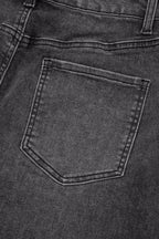 Irregular Distressed Bottom Denim Midi Skirt