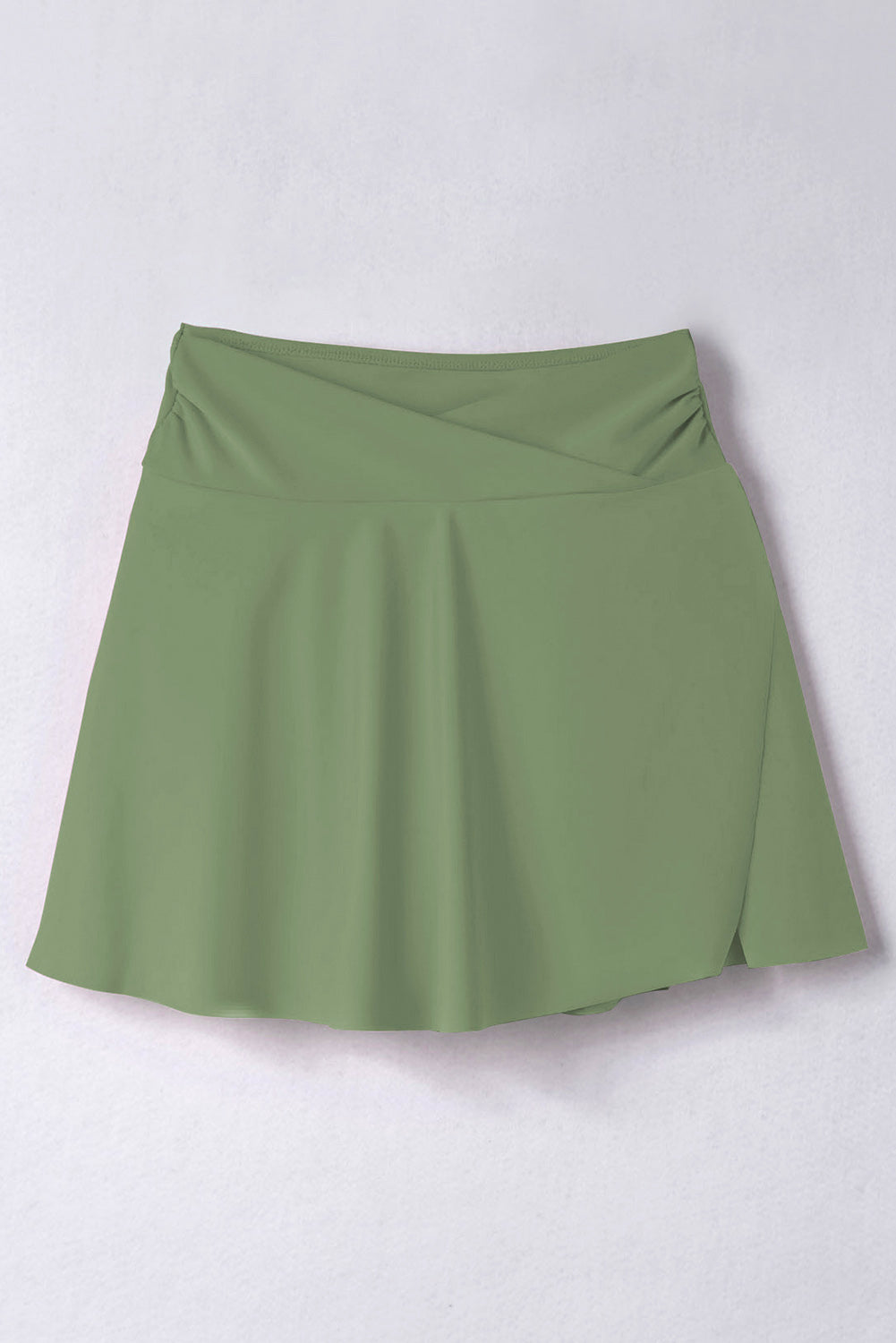 Green Criss Cross Waist Flared Swim Skirt
