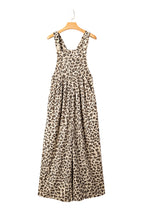 Brown Leopard Bib Wide Leg Jumpsuit