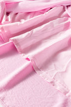 Pink Smocked Bodice Flutter Sleeve Fit Flare Tiered Midi Dress