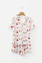 White Christmas Spirits Shirt Style 2pcs Short Pajama Set