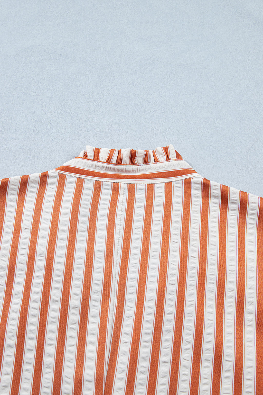 Brown Stripe Pinched V Neck Turn-up Cuffs Shift Mini Dress