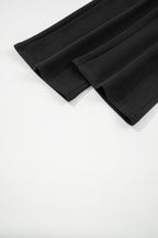 Black Fleece Lined Leopard Drawstring Elastic Waist Solid Pants