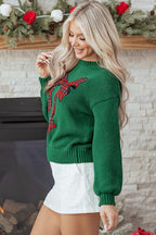 Evergreen Plaid Bow Graphic Christmas Sweater
