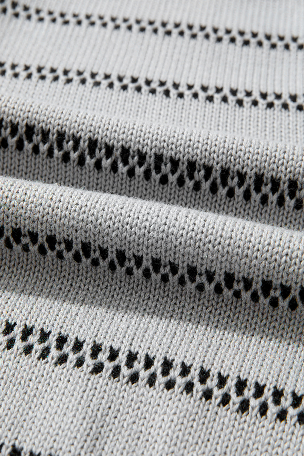 Gray Stripe Button Front Ribbed Trim Short Cardigan