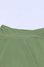 Green Criss Cross Waist Flared Swim Skirt
