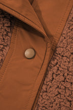 Cinnamon Faux Fur Snap Button Front Knot Side Plush Vest with Pockets