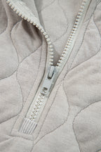 Gray Quilted Quarter Zip Plus Size Hoodie