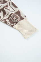 Light Blue Bows & Horseshoes Pattern Western Fashion Print Sweater
