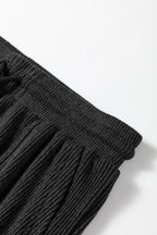 Black Ribbed Drawstring Active Jogger Pants