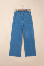Retro Washed Patch Pocket Loose Jeans