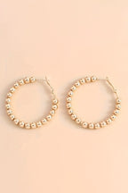 Gold Plated Beads Alloy Hoop Earrings