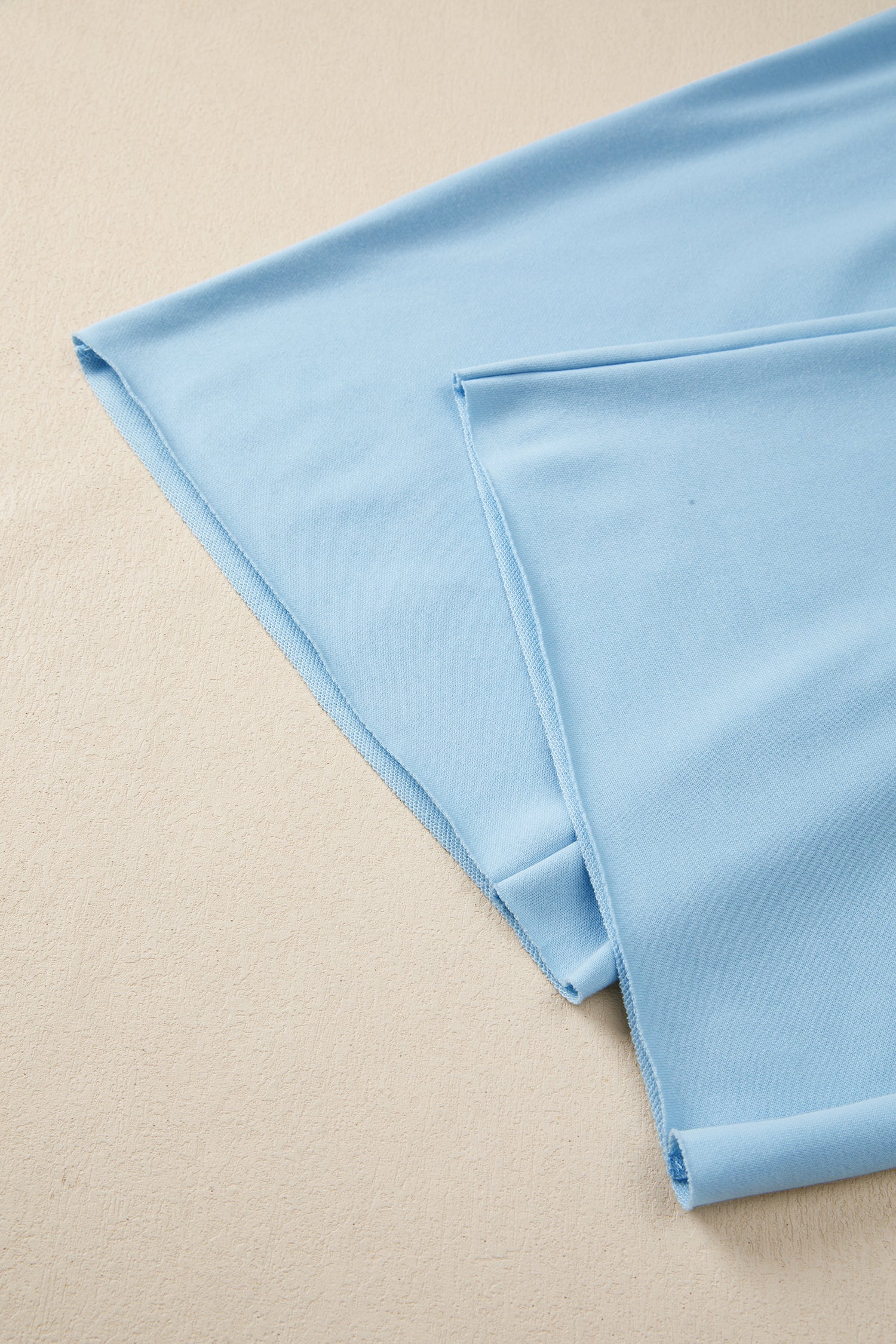 Mist Blue Solid Color Loose Tee Drawstring Wide Leg Pants 2pcs Outfit