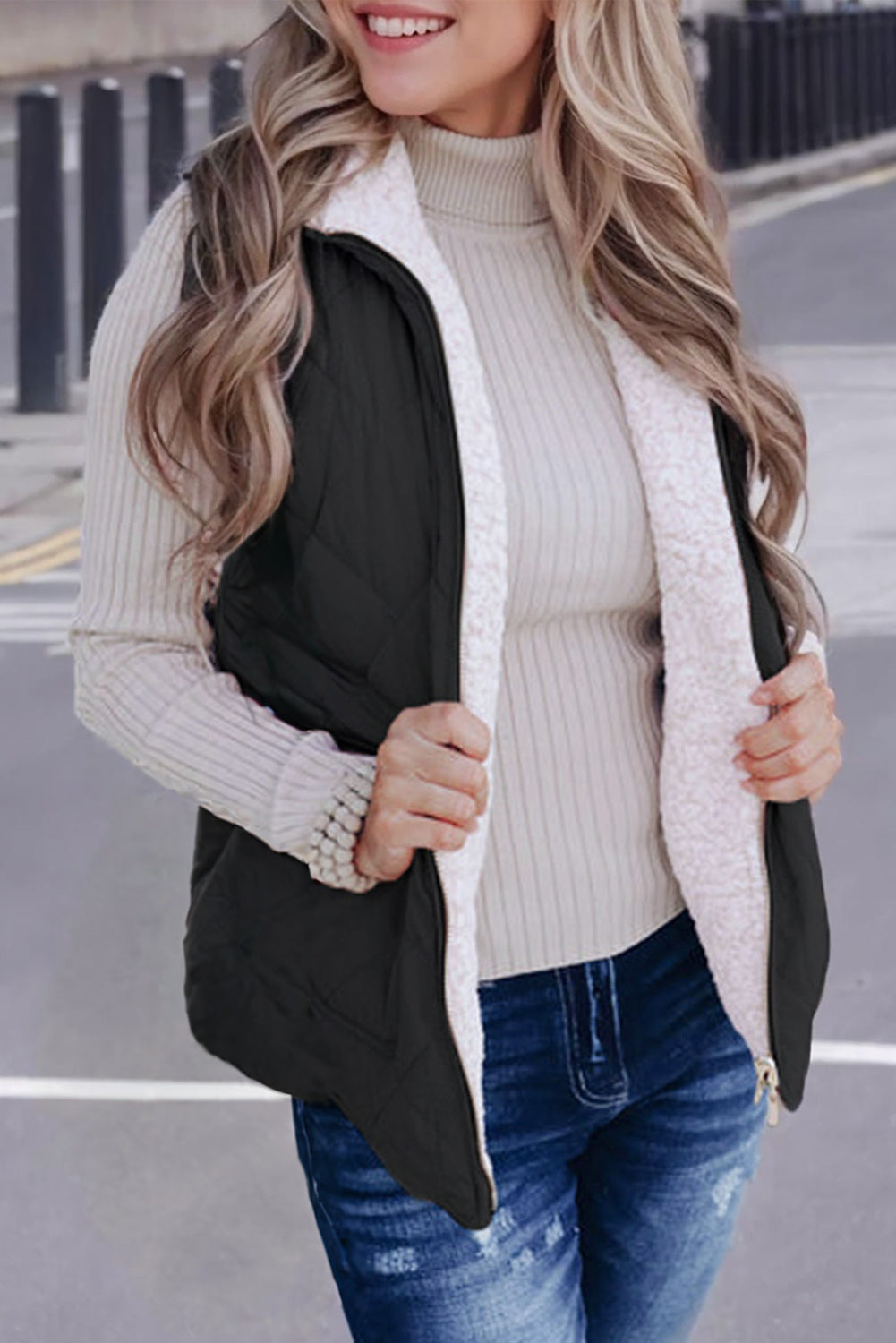 Fleece Lined Quilted Vest Coats