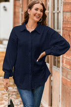 Light Grey Cable Texture Puff Sleeve Loose Shacket
