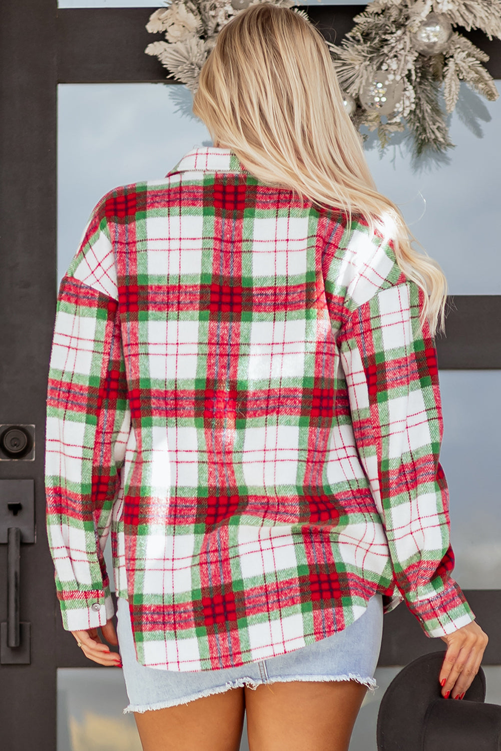 Christmas Plaid Casual Flannel Shacket