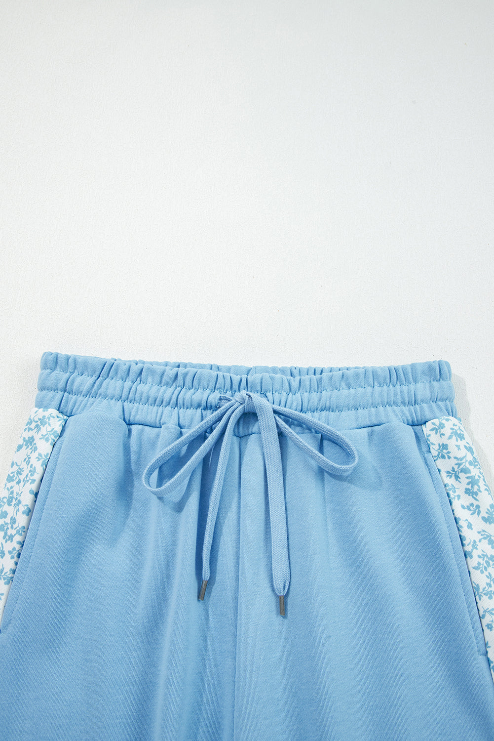 Beau Blue Floral Patchwork Drop Shoulder Pullover and Sweatpants Lounge Set