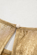 Gold Metal Textured Round Neck Casual Tank Top