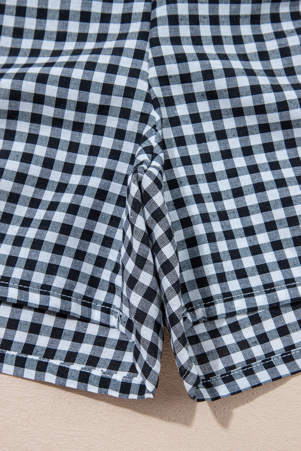 Blue Gingham Printed High Waist Shorts