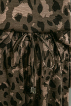 Leopard Print Raw Seam Patchwork Pullover Drawstring Loose Pant Set