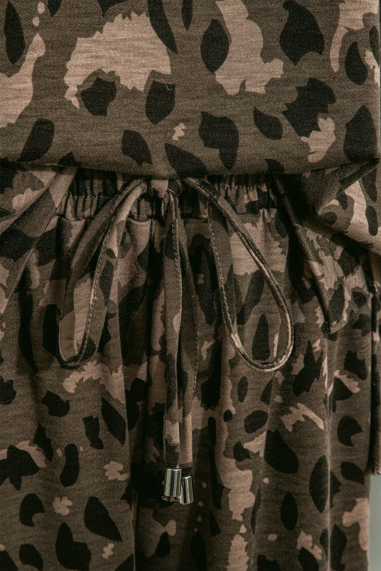 Leopard Print Raw Seam Patchwork Pullover Drawstring Loose Pant Set