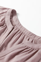 Sepia Rose Slit V Neck Ruffled Loose Blouse