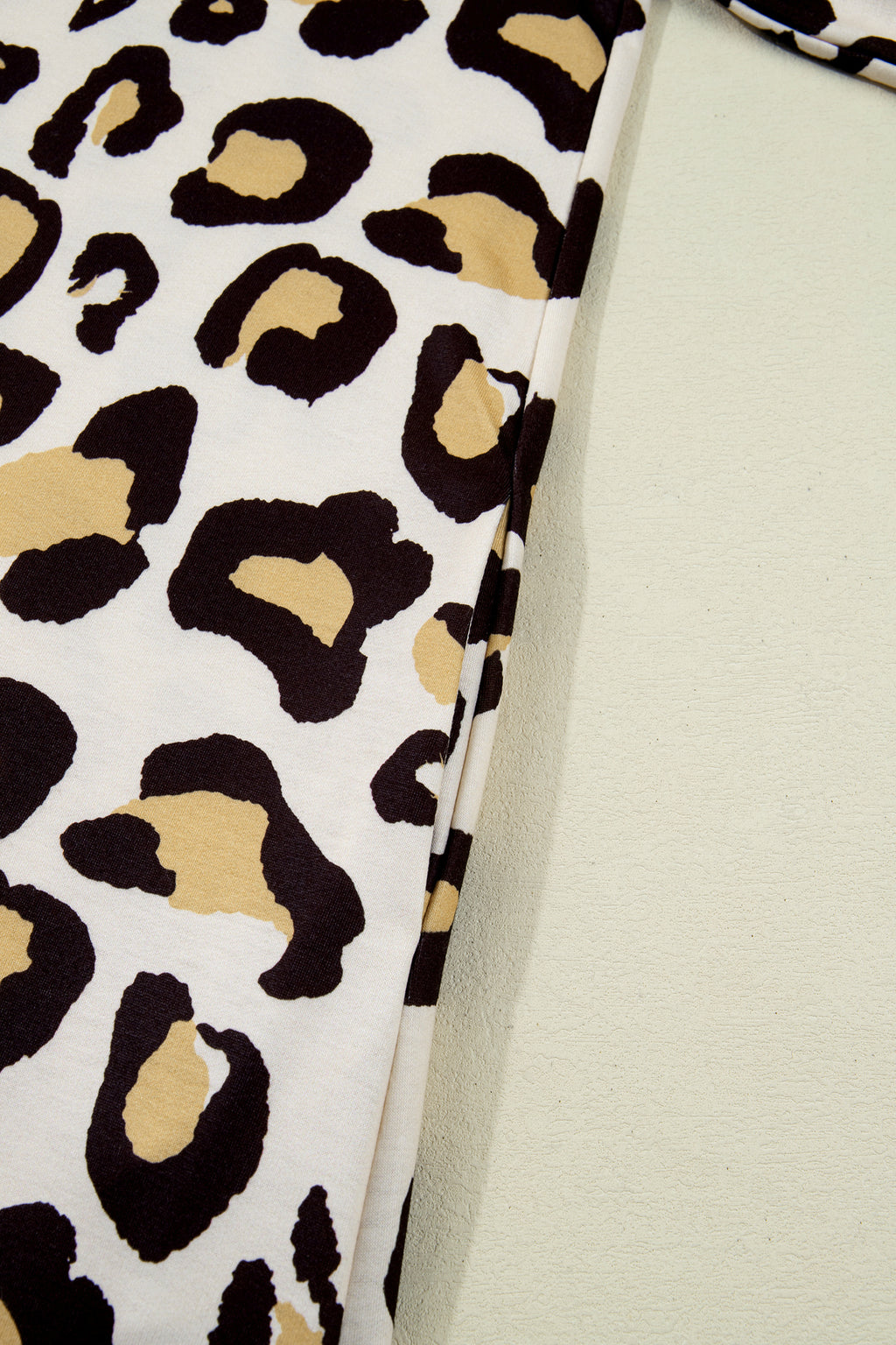 Khaki Leopard Long Sleeve Shift T Shirt Dress with Pockets