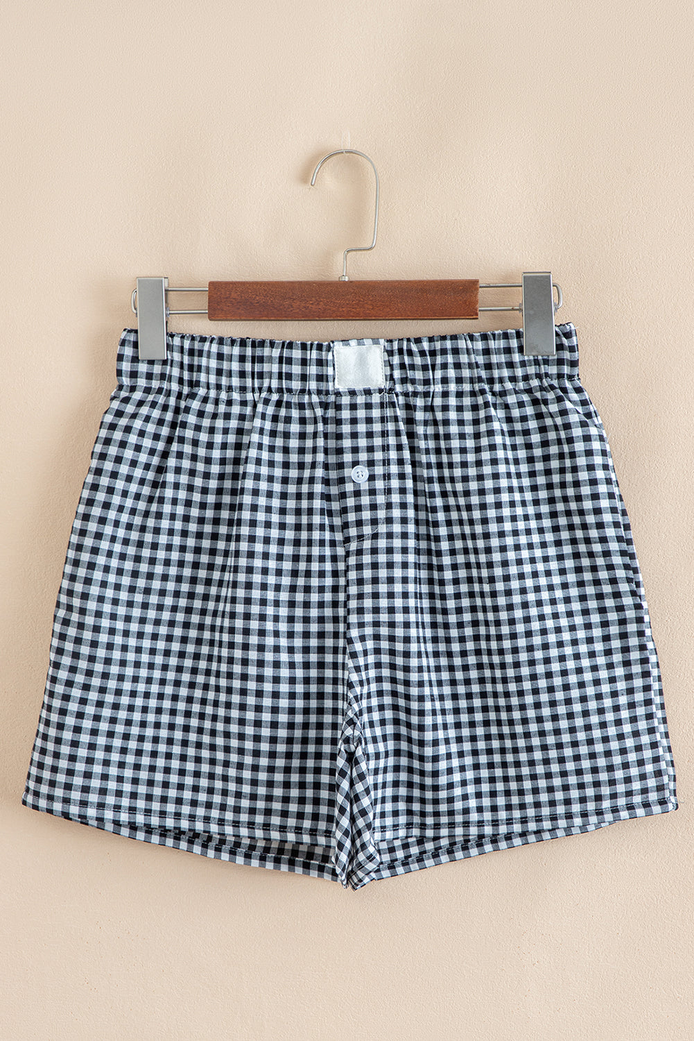 Blue Gingham Printed High Waist Shorts