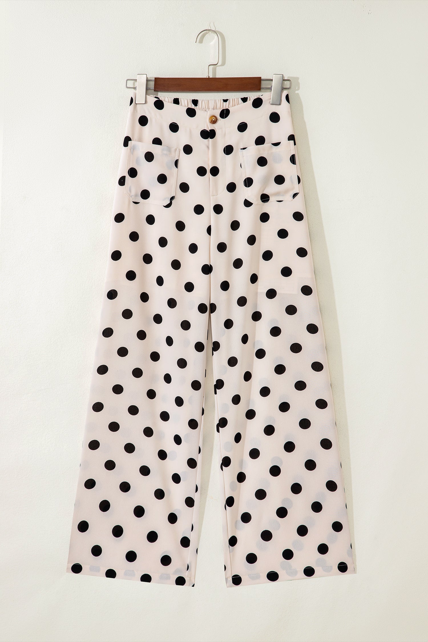 Polka Dot Print Patched Pocket Loose Pants
