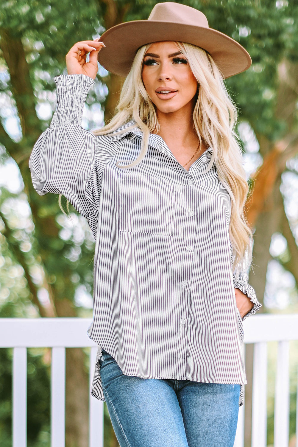 White Floral Lace Hollow-out Splicing Crinkled Shirt